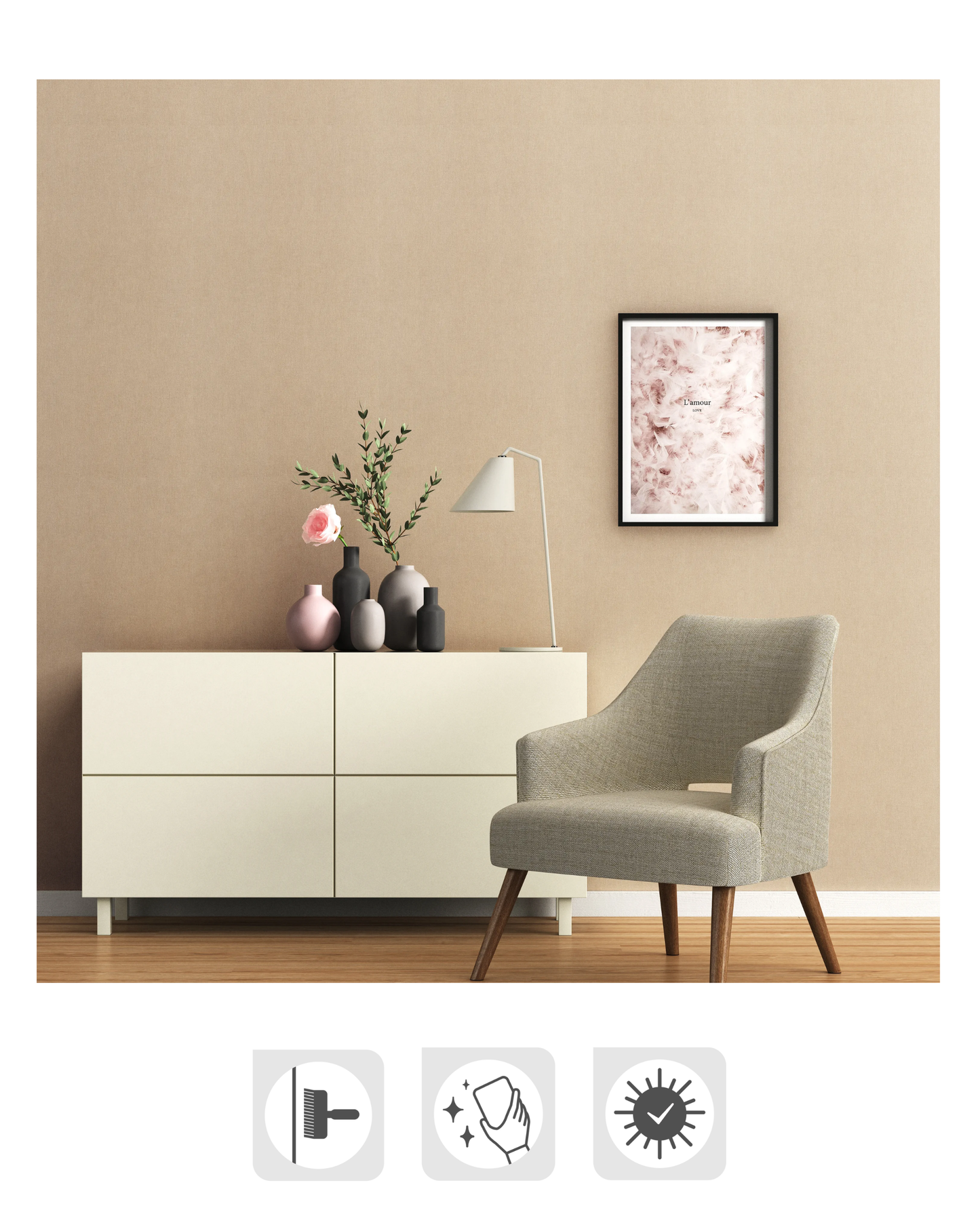 Papel pintado vinílico liso textil marrón Inspire Anna 53 cm x 10,05 m superlavable